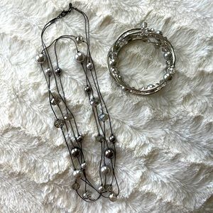 Black Pearl and Crystal Jewelry Set